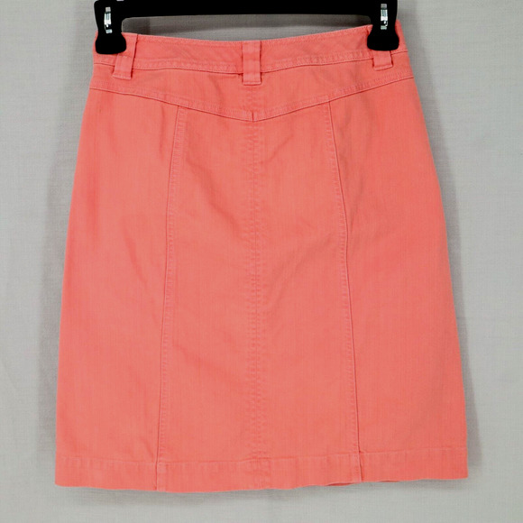 Talbots Skirt Petites 2P Salmon Pink Stretch Cotton Denim Jean Pockets Tiny Flaw - Picture 2 of 10